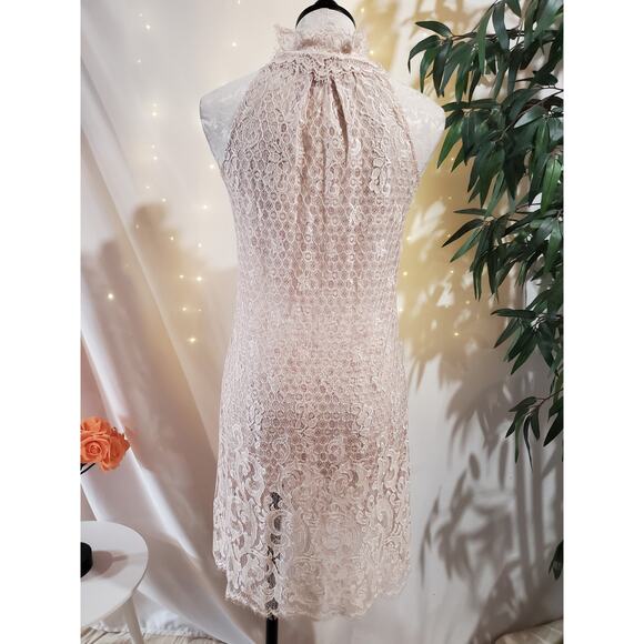 Diane von Furstenberg Olvida Lace Ruffle Silk Lined Dress Size 4 Beige Victorian - Picture 6 of 14